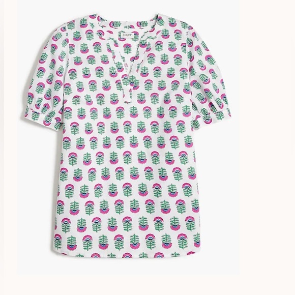 J.Crew Proppy Summer 2024 Size M Floral Short Sleeve Blouse Top  Vacation Hotel - Picture 1 of 13
